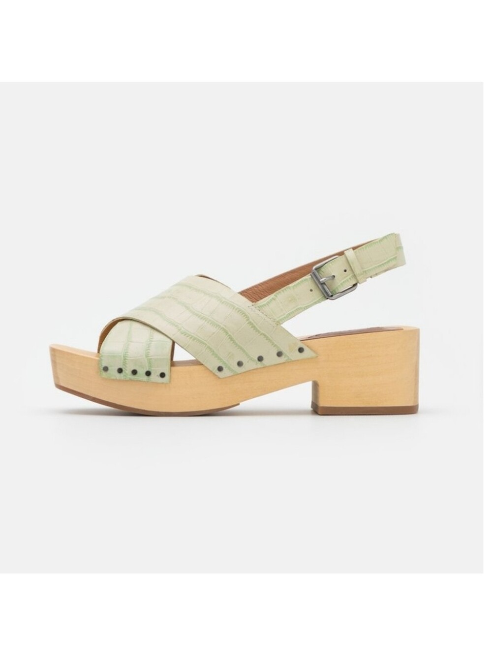 Madewell The Farrah Lime Green Leather Slingback Platform Clog Sandals 6.5 NWT
